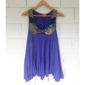 Free People Beaded Embellished Purple Top Small